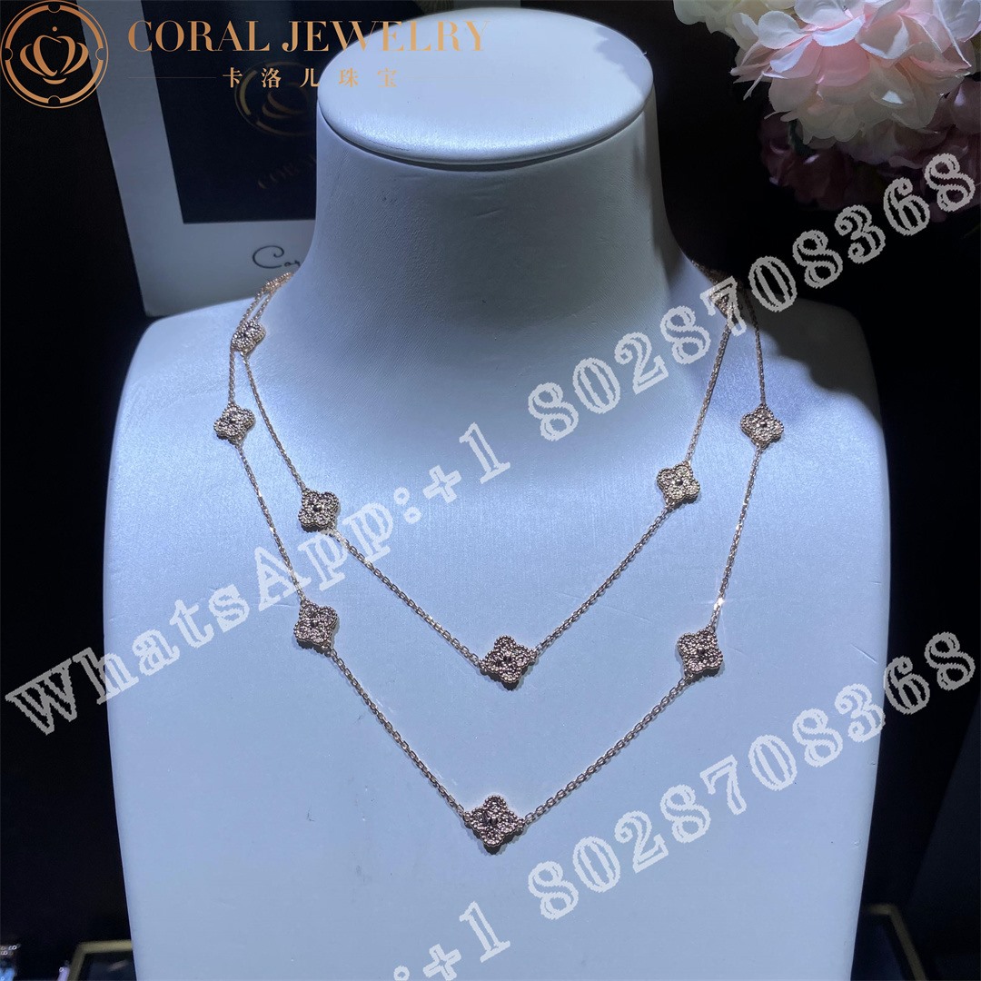 Van Cleef Arpels Sweet Alhambra Long Necklace 16 Motifs Rose Gold Vcaro8dg00 Coral (1)