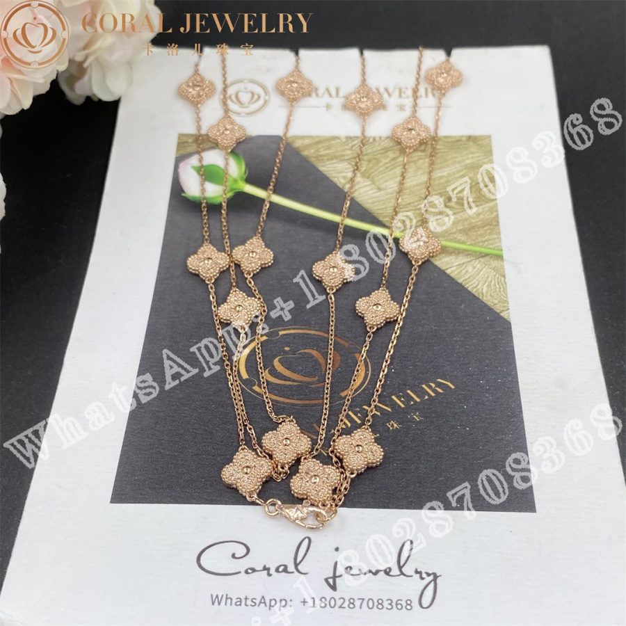 Van Cleef & Arpels Sweet Alhambra Long Necklace, 16 Motifs Rose Gold VCARO8DG00 - Image 4