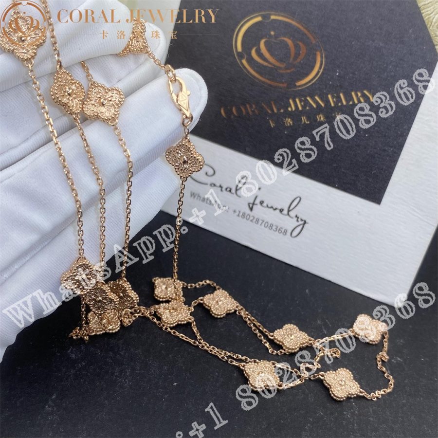 Van Cleef & Arpels Sweet Alhambra Long Necklace, 16 Motifs Rose Gold VCARO8DG00 - Image 6