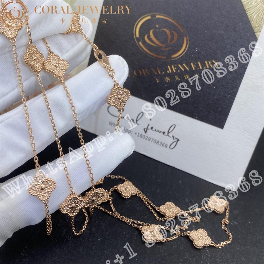 Van Cleef & Arpels Sweet Alhambra Long Necklace, 16 Motifs Rose Gold VCARO8DG00 - Image 7