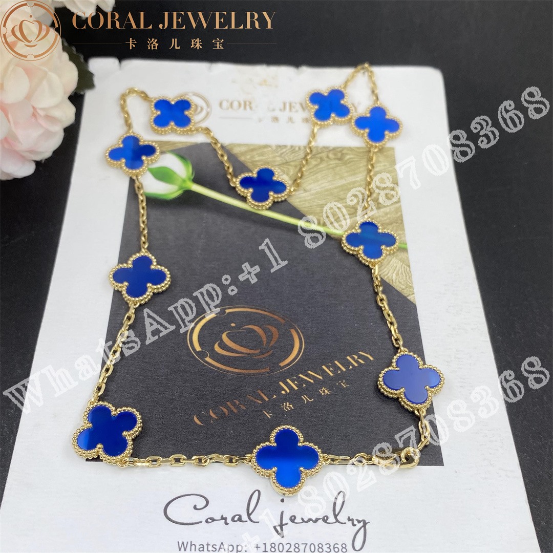 Van Cleef & Arpels Vintage Alhambra Necklace, 10 Motifs Yellow Gold, Agate VCARP34800 - Image 6
