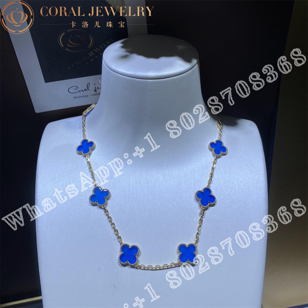 Van Cleef Arpels Vintage Alhambra Necklace 10 Motifs Yellow Gold Agate Vcarp34800 Coral (5)