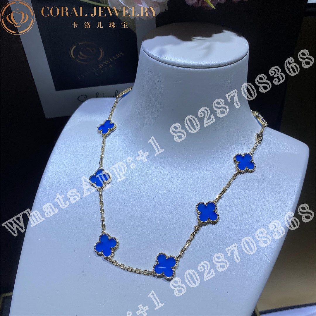 Van Cleef Arpels Vintage Alhambra Necklace 10 Motifs Yellow Gold Agate Vcarp34800 Coral (6)