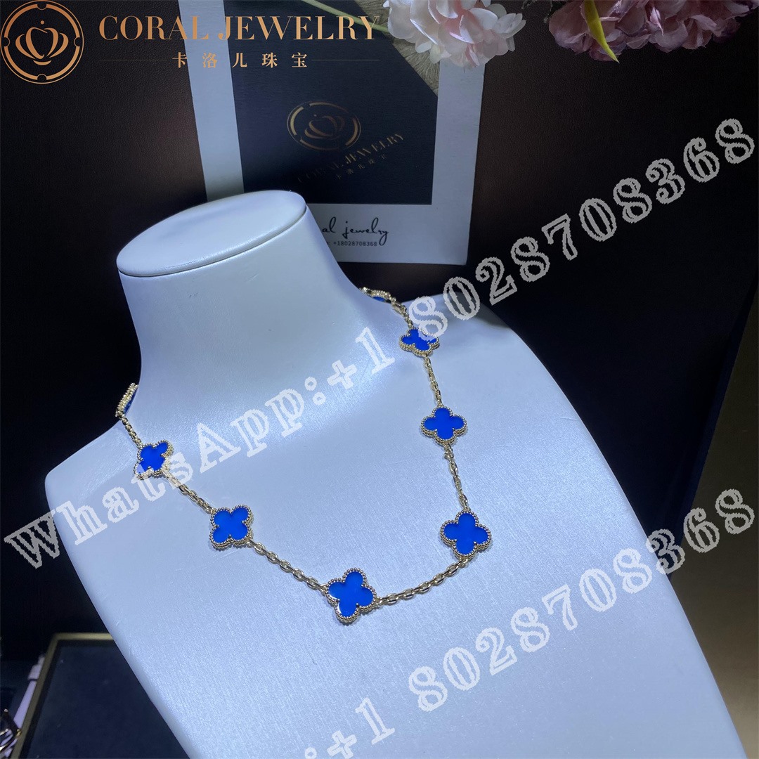 Van Cleef & Arpels Vintage Alhambra Necklace, 10 Motifs Yellow Gold, Agate VCARP34800 - Image 3