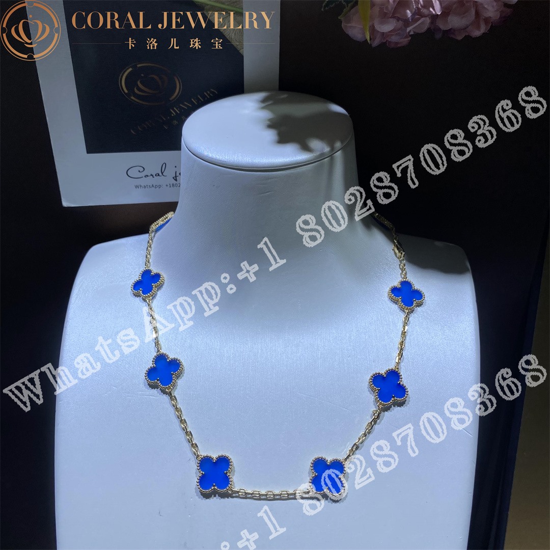 Van Cleef & Arpels Vintage Alhambra Necklace, 10 Motifs Yellow Gold, Agate VCARP34800 - Image 4