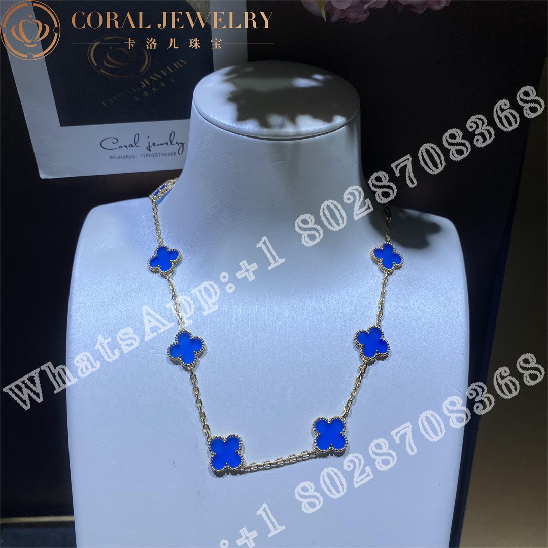 Van Cleef & Arpels Vintage Alhambra Necklace, 10 Motifs Yellow Gold, Agate VCARP34800 - Image 5