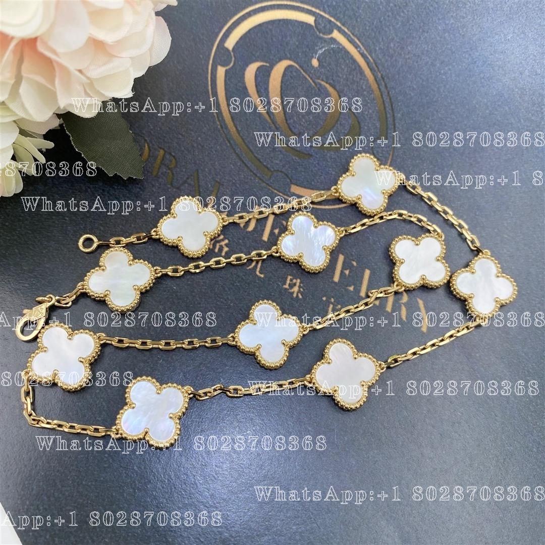 Van Cleef & Arpels Vintage Alhambra Necklace, 10 Motifs Yellow Gold, Mother-of-pearl VCARA42800