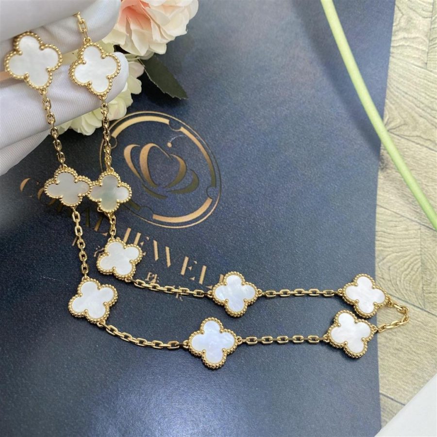 Van Cleef & Arpels Vintage Alhambra Necklace, 10 Motifs Yellow Gold, Mother-of-pearl VCARA42800