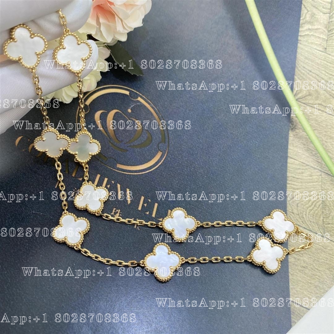 Van Cleef & Arpels Vintage Alhambra Necklace, 10 Motifs Yellow Gold, Mother-of-pearl VCARA42800
