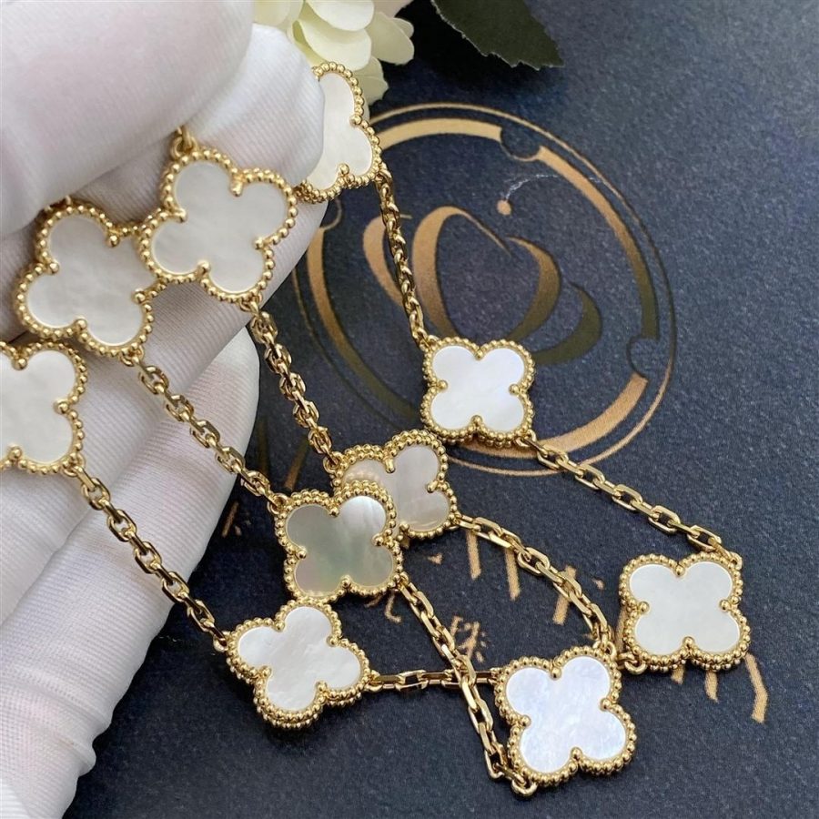 Van Cleef & Arpels Vintage Alhambra Necklace, 10 Motifs Yellow Gold, Mother-of-pearl VCARA42800