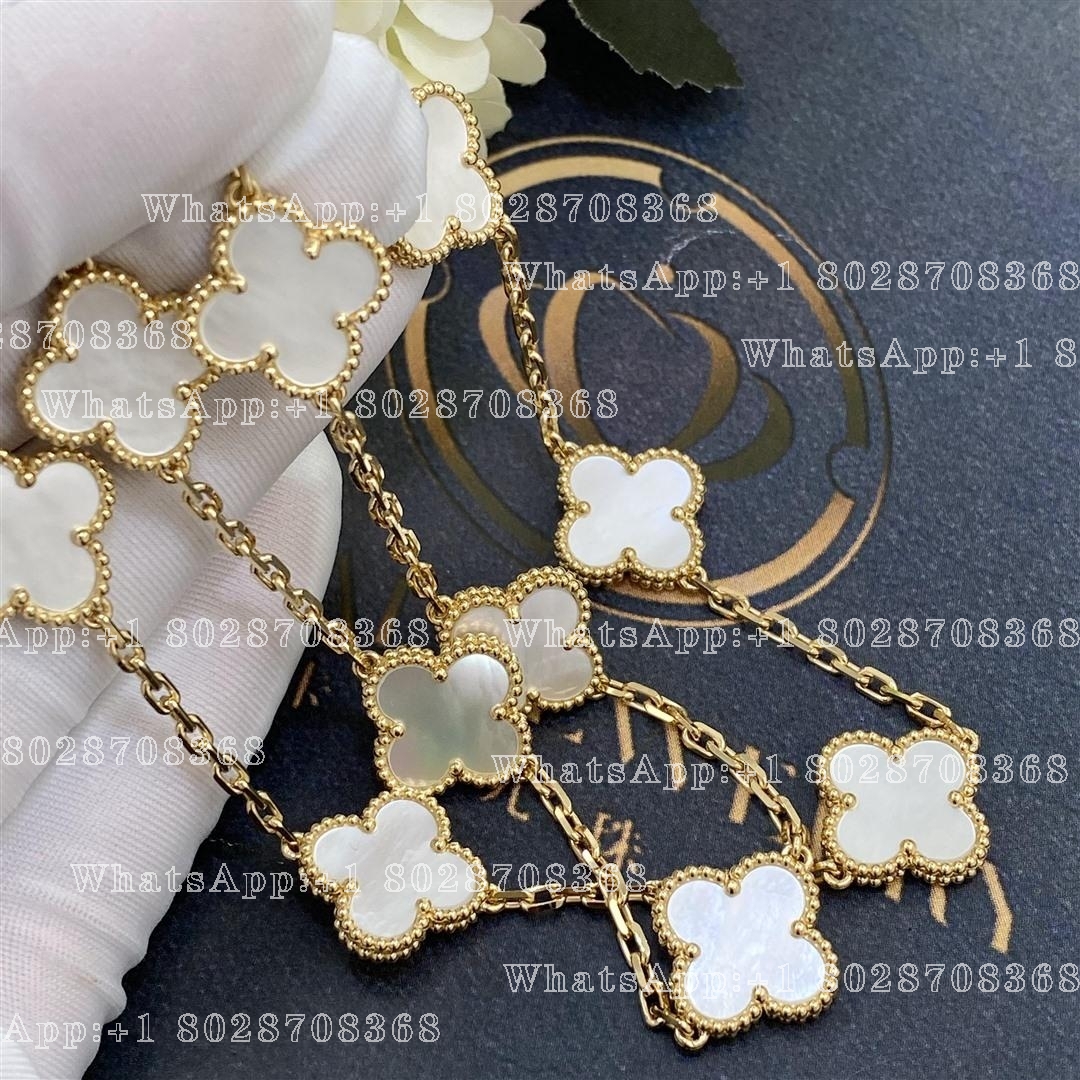 Van Cleef & Arpels Vintage Alhambra Necklace, 10 Motifs Yellow Gold, Mother-of-pearl VCARA42800