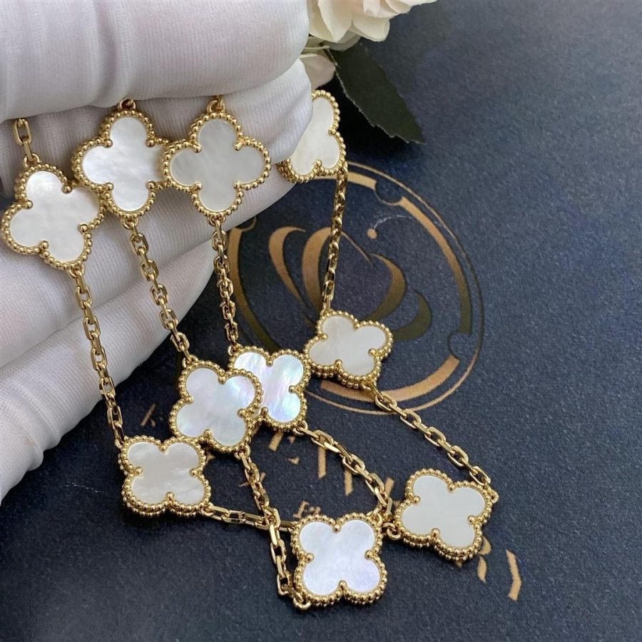 Van Cleef & Arpels Vintage Alhambra Necklace, 10 Motifs Yellow Gold, Mother-of-pearl VCARA42800