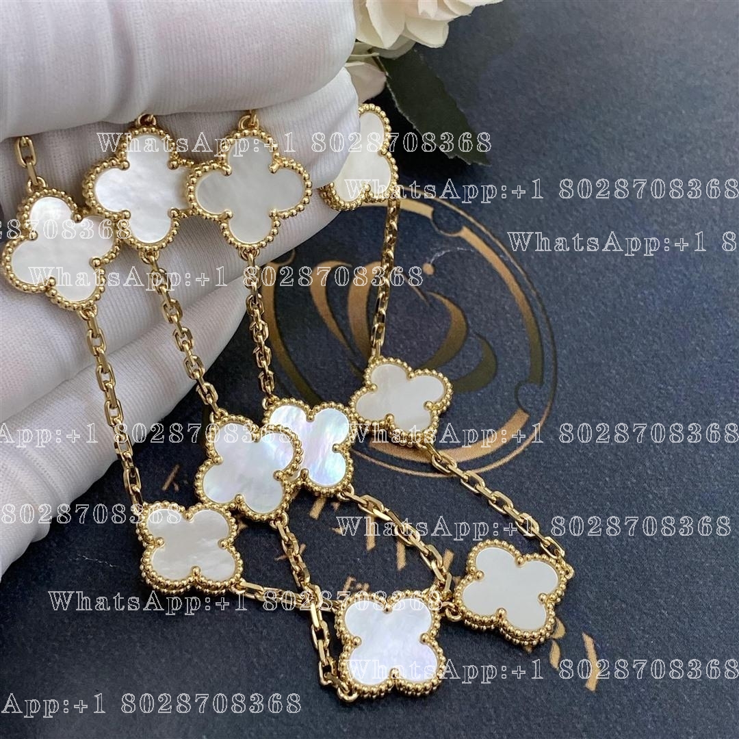 Van Cleef & Arpels Vintage Alhambra Necklace, 10 Motifs Yellow Gold, Mother-of-pearl VCARA42800