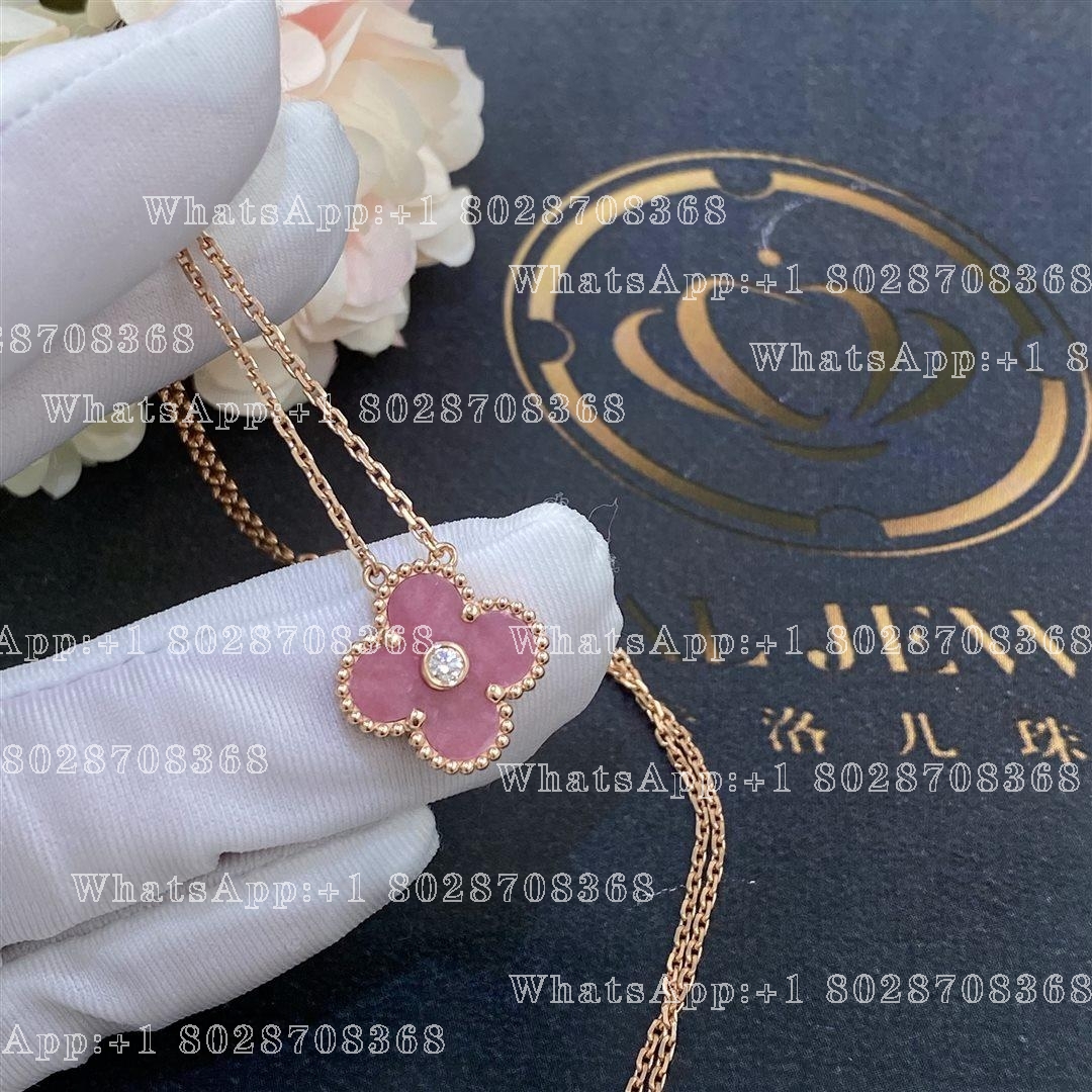 Van Cleef & Arpels Vintage Alhambra pendant Rose gold, Diamond, Rhodonite VCARP7TD00