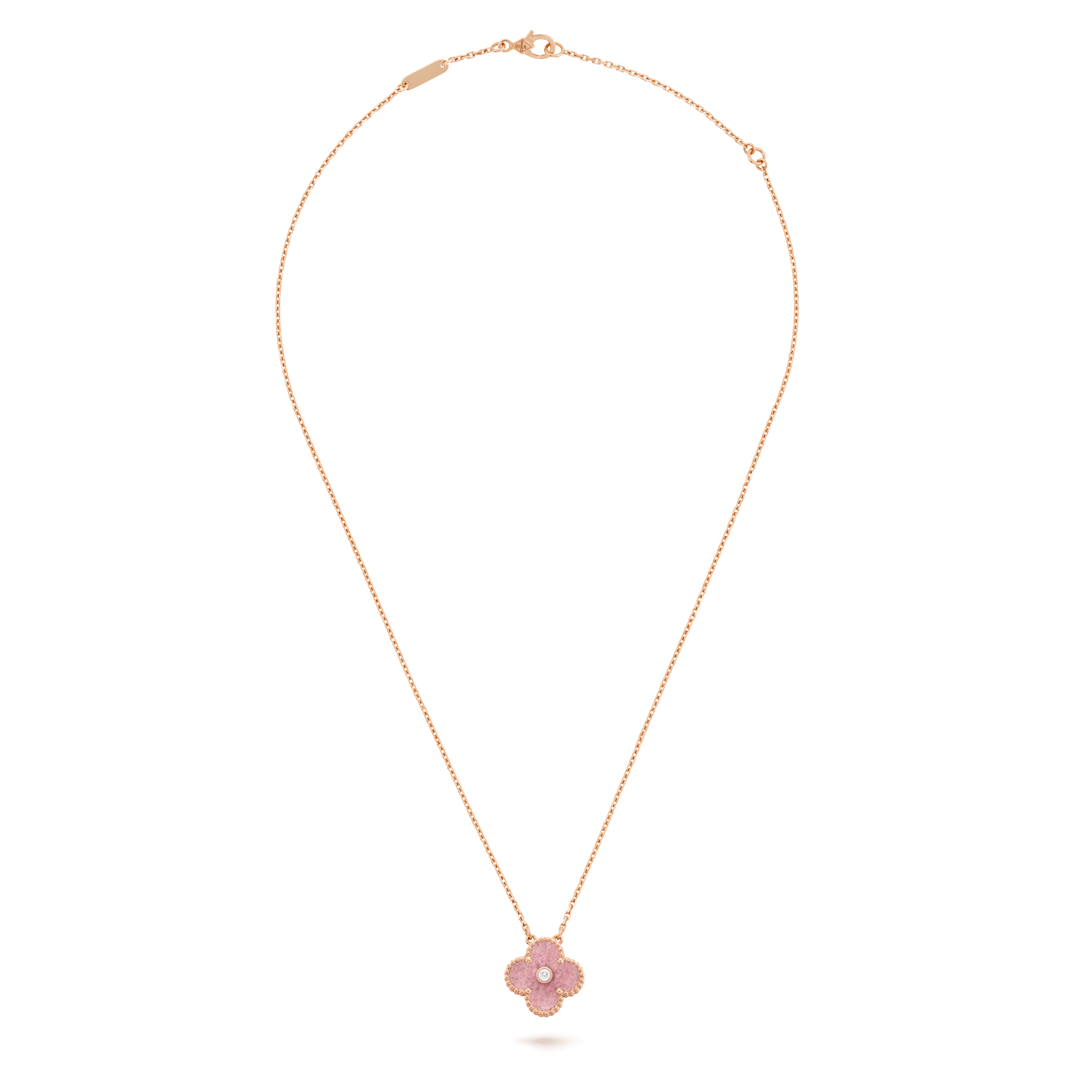 Van Cleef & Arpels Vintage Alhambra pendant Rose gold, Diamond, Rhodonite VCARP7TD00