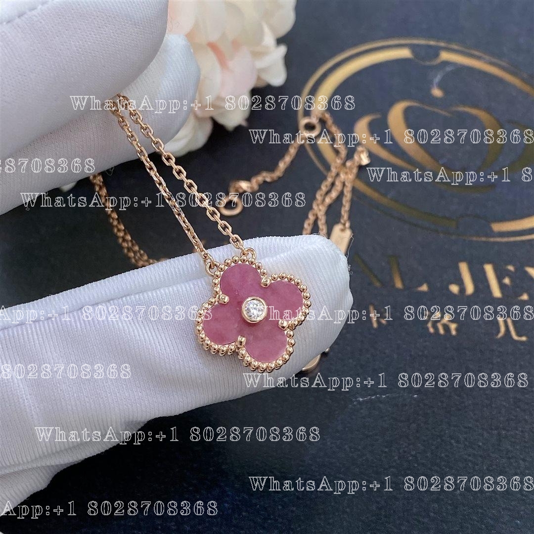 Van Cleef & Arpels Vintage Alhambra pendant Rose gold, Diamond, Rhodonite VCARP7TD00