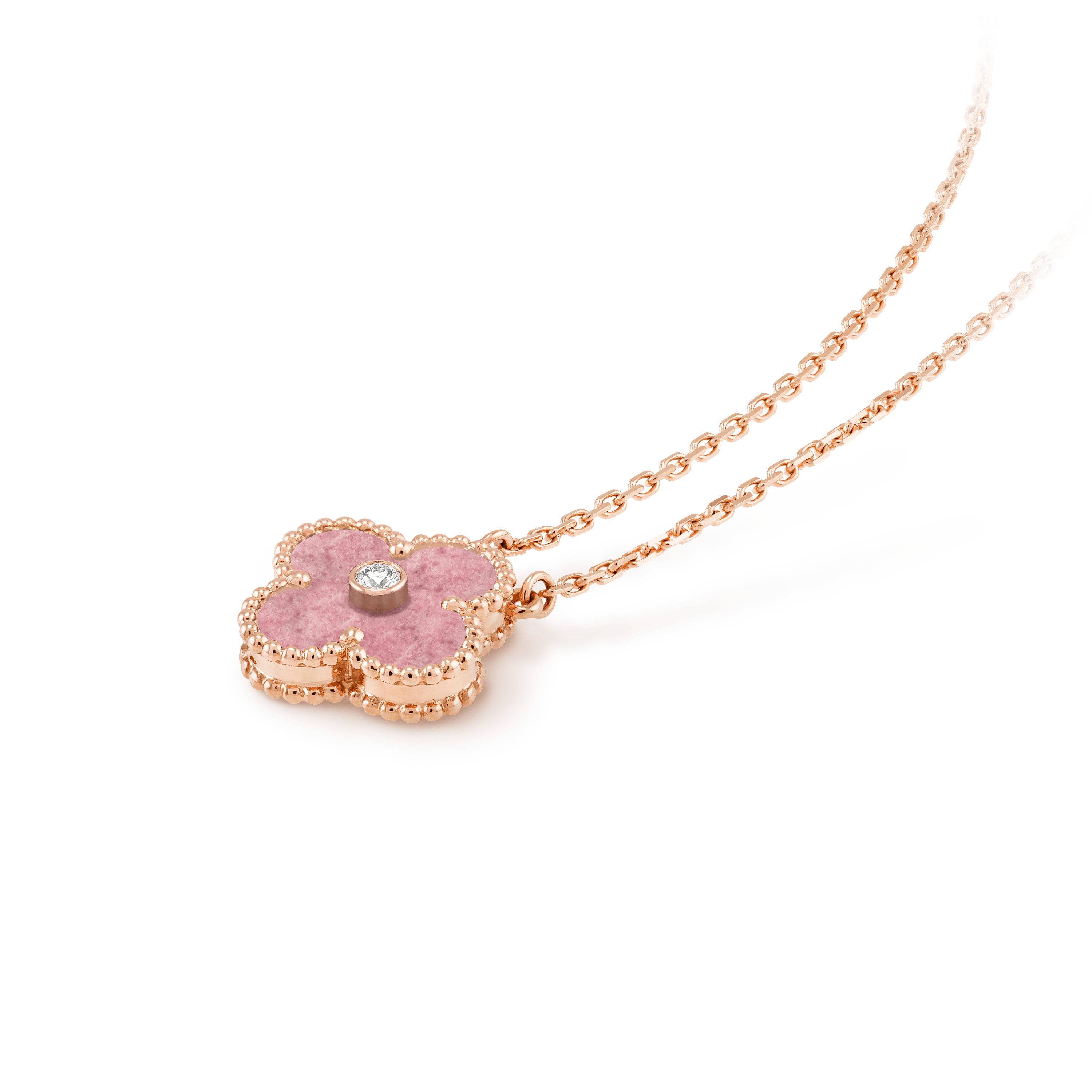 Van Cleef & Arpels Vintage Alhambra pendant Rose gold, Diamond, Rhodonite VCARP7TD00