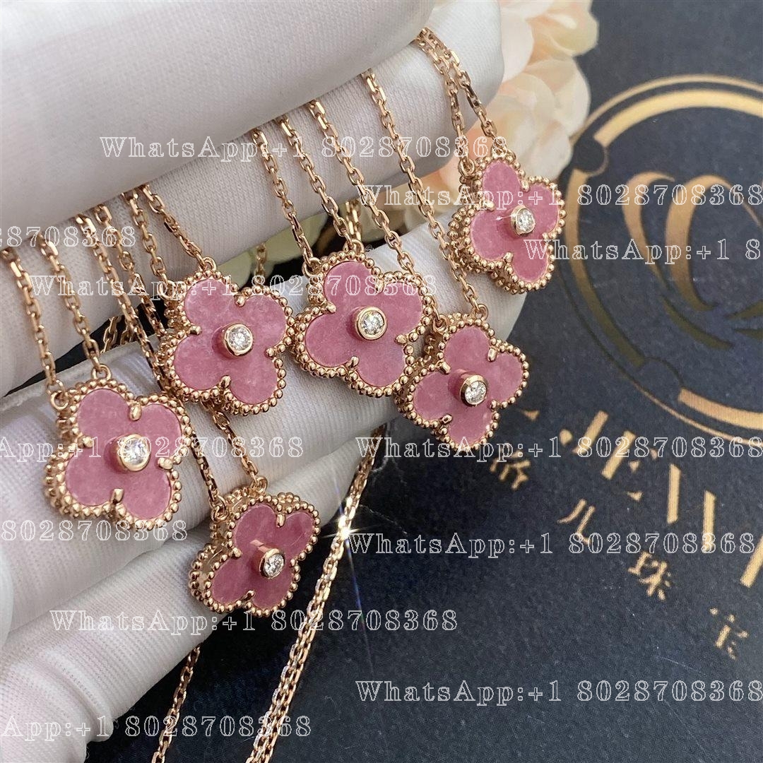Van Cleef & Arpels Vintage Alhambra pendant Rose gold, Diamond, Rhodonite VCARP7TD00