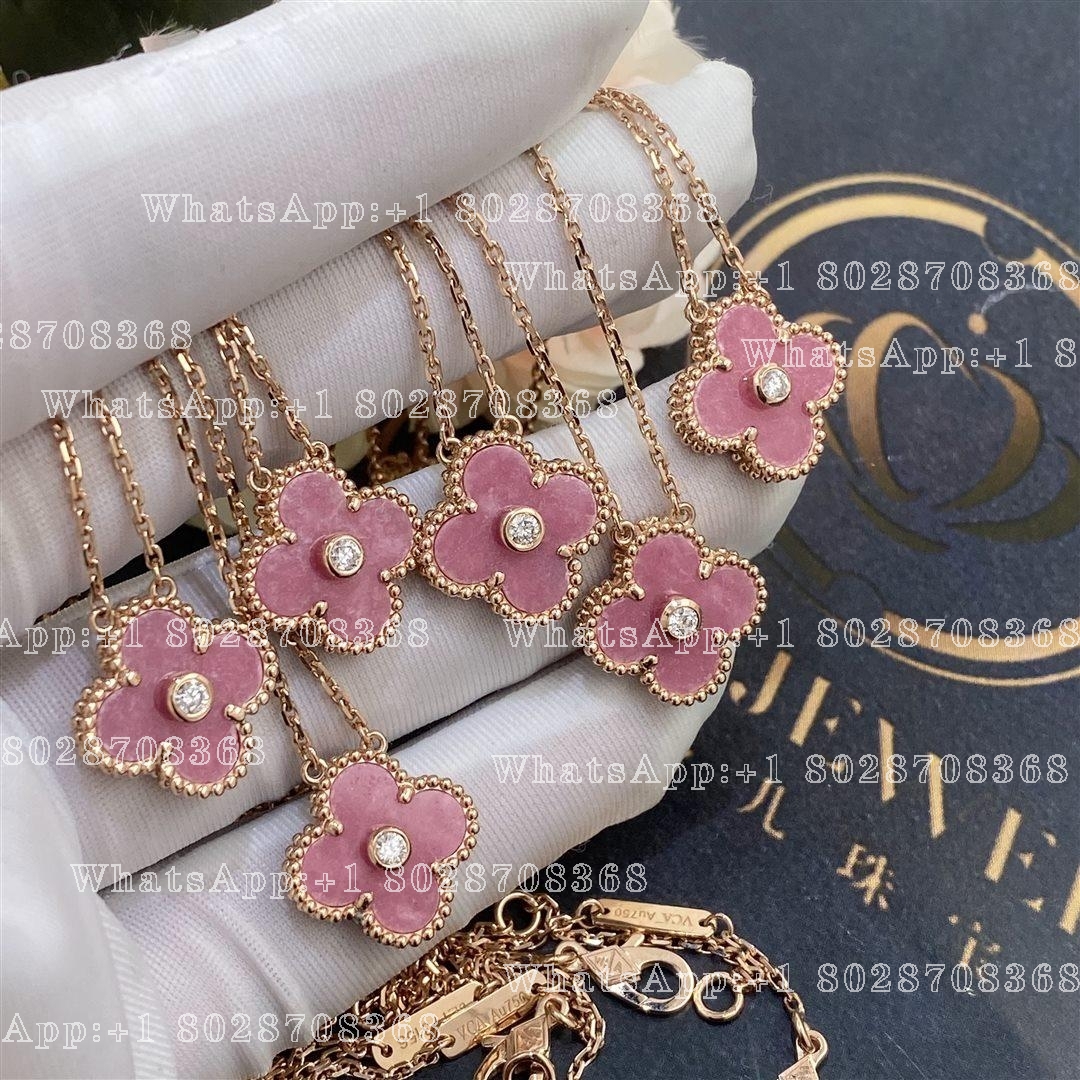 Van Cleef & Arpels Vintage Alhambra pendant Rose gold, Diamond, Rhodonite VCARP7TD00