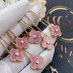 Van Cleef & Arpels Vintage Alhambra pendant Rose gold, Diamond, Rhodonite VCARP7TD00