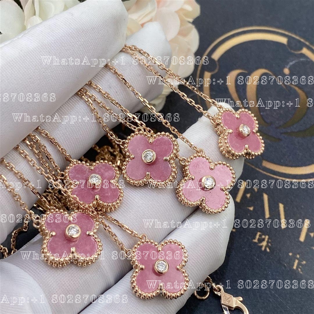 Van Cleef & Arpels Vintage Alhambra pendant Rose gold, Diamond, Rhodonite VCARP7TD00