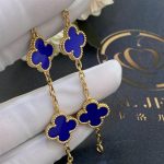 Van Cleef & Arpels Vintage Alhambra 5 Motif 18k Yellow Gold Dark Blue Agate Bracelet