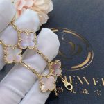 Van Cleef & Arpels Vintage Alhambra 5 Motif 18k Yellow Gold Pink Mother of pearl Bracelet