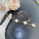 Van Cleef & Arpels Vintage Alhambra 5 Motif 18k Yellow Gold Pink Mother of pearl Bracelet