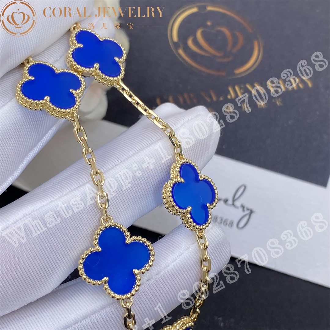 Van Cleef & Arpels Vintage Alhambra bracelet, 5 motifs Yellow gold, Agate VCARP34900 - Image 4