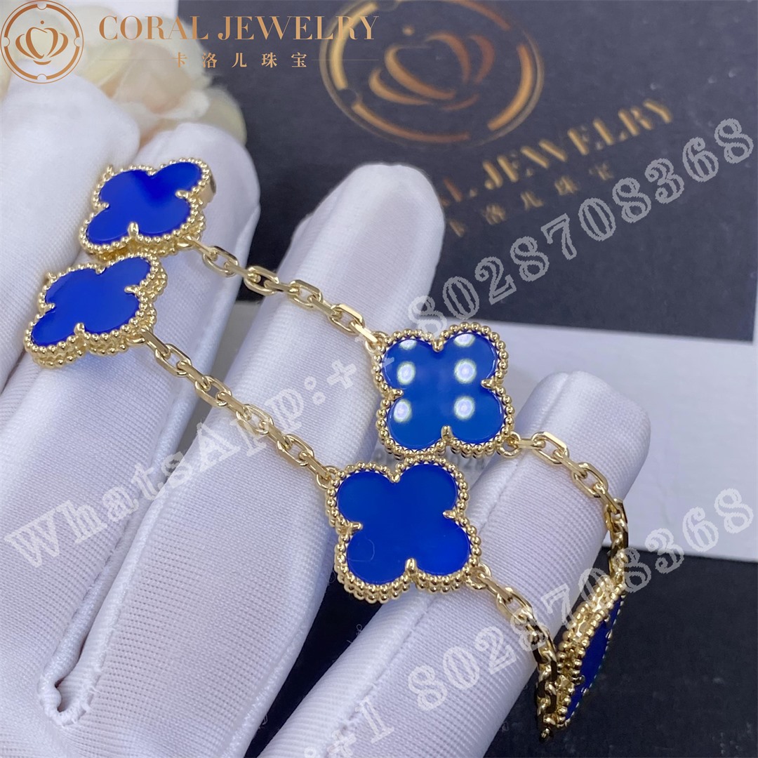 Van Cleef & Arpels Vintage Alhambra bracelet, 5 motifs Yellow gold, Agate VCARP34900 - Image 5