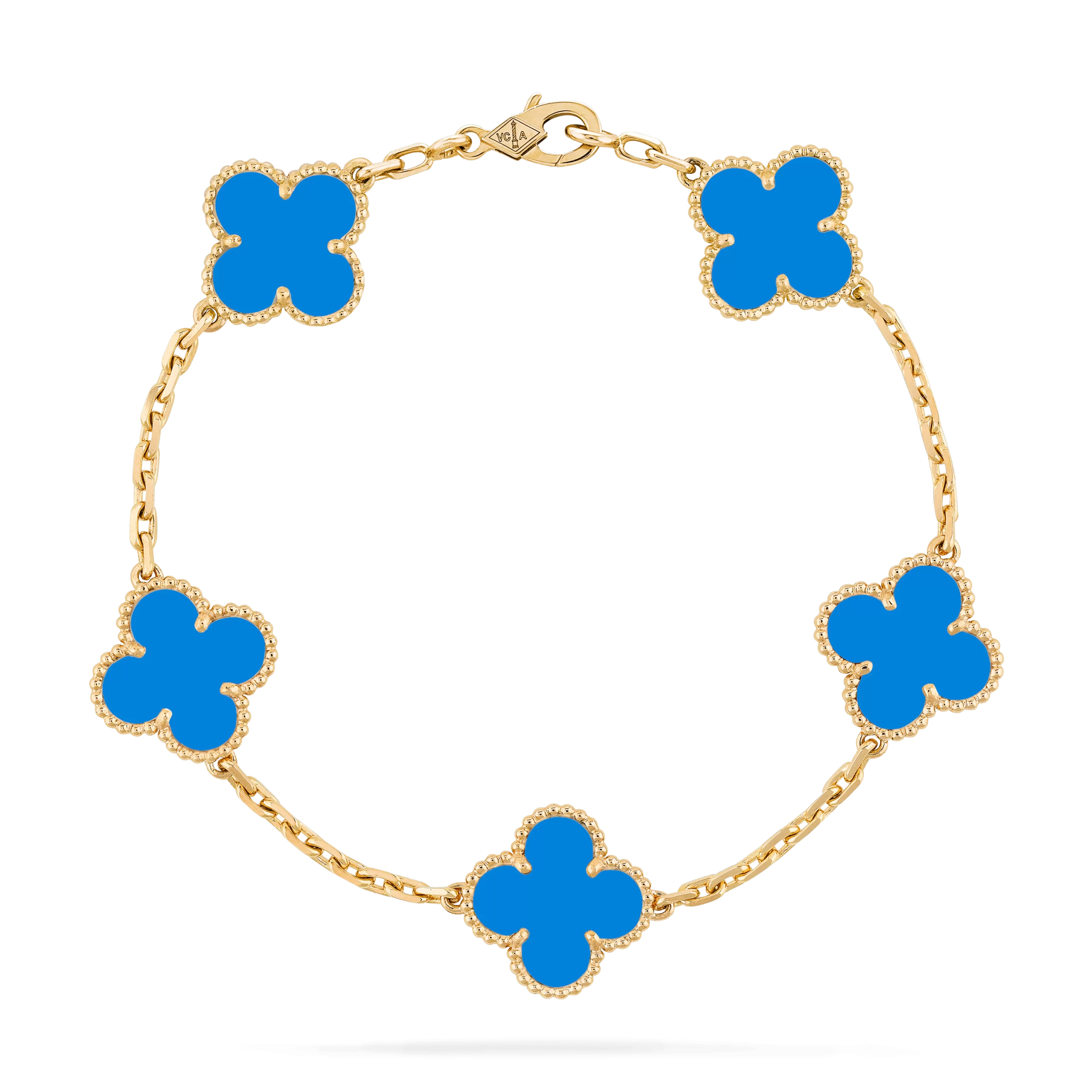 Van Cleef & Arpels Vintage Alhambra bracelet, 5 motifs Yellow gold, Agate VCARP34900