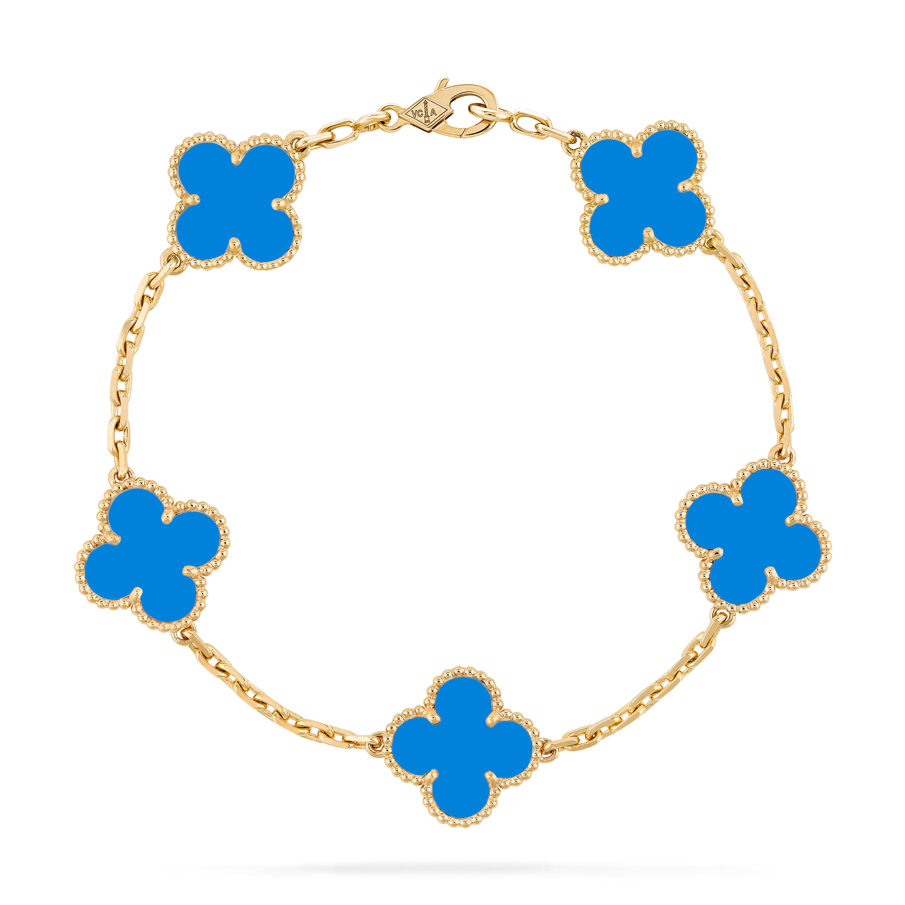 Van Cleef & Arpels Vintage Alhambra bracelet, 5 motifs Yellow gold, Agate VCARP34900