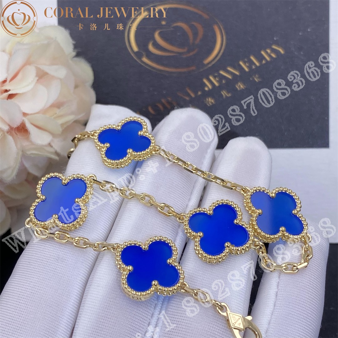 Van Cleef & Arpels Vintage Alhambra bracelet, 5 motifs Yellow gold, Agate VCARP34900 - Image 3