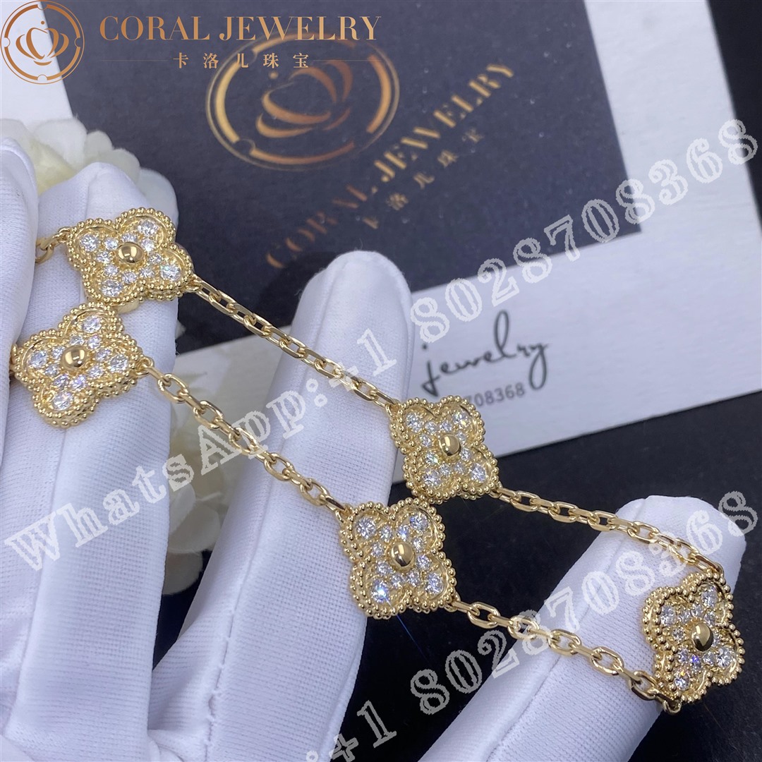 Van Cleef & Arpels Vintage Alhambra bracelet, 5 motifs Yellow gold, Diamond VCARA41400 - Image 3