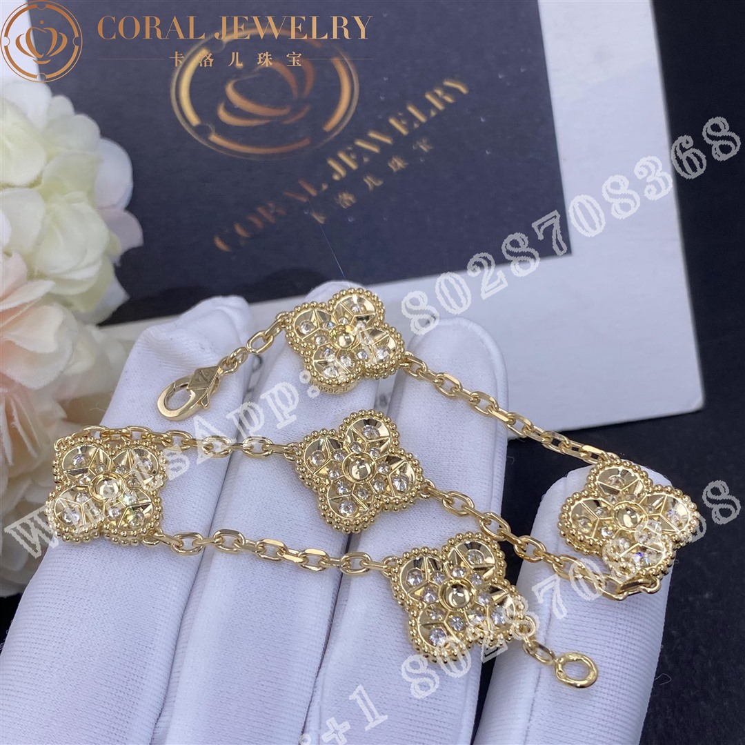 Van Cleef & Arpels Vintage Alhambra bracelet, 5 motifs Yellow gold, Diamond VCARA41400 - Image 5