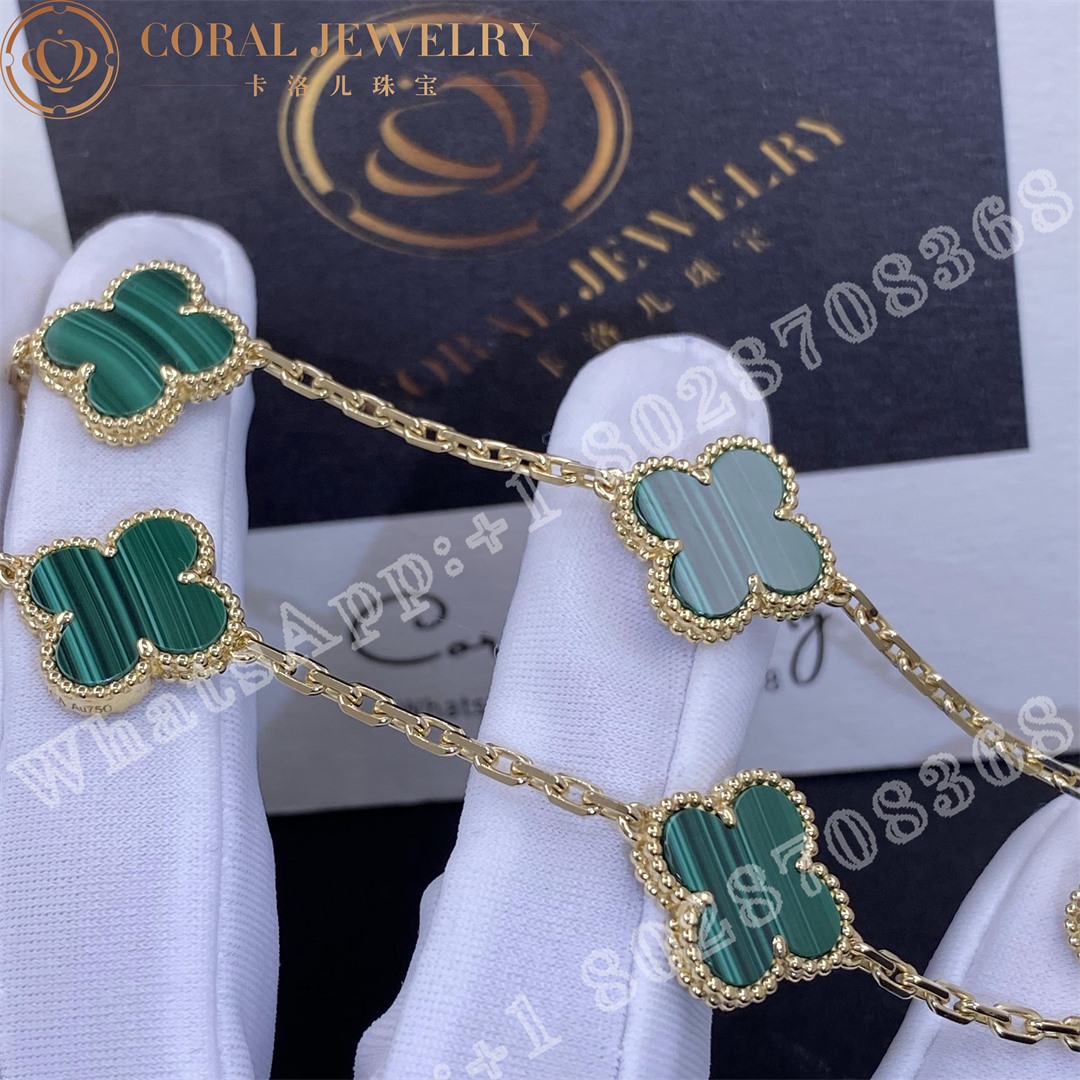 Van Cleef & Arpels Vintage Alhambra bracelet, 5 motifs Yellow gold, Malachite VCARL80900 - Image 3