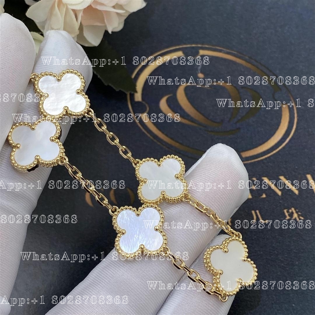 Van Cleef & Arpels Vintage Alhambra bracelet, 5 motifs Yellow gold, Mother-of-pearl VCARA41800