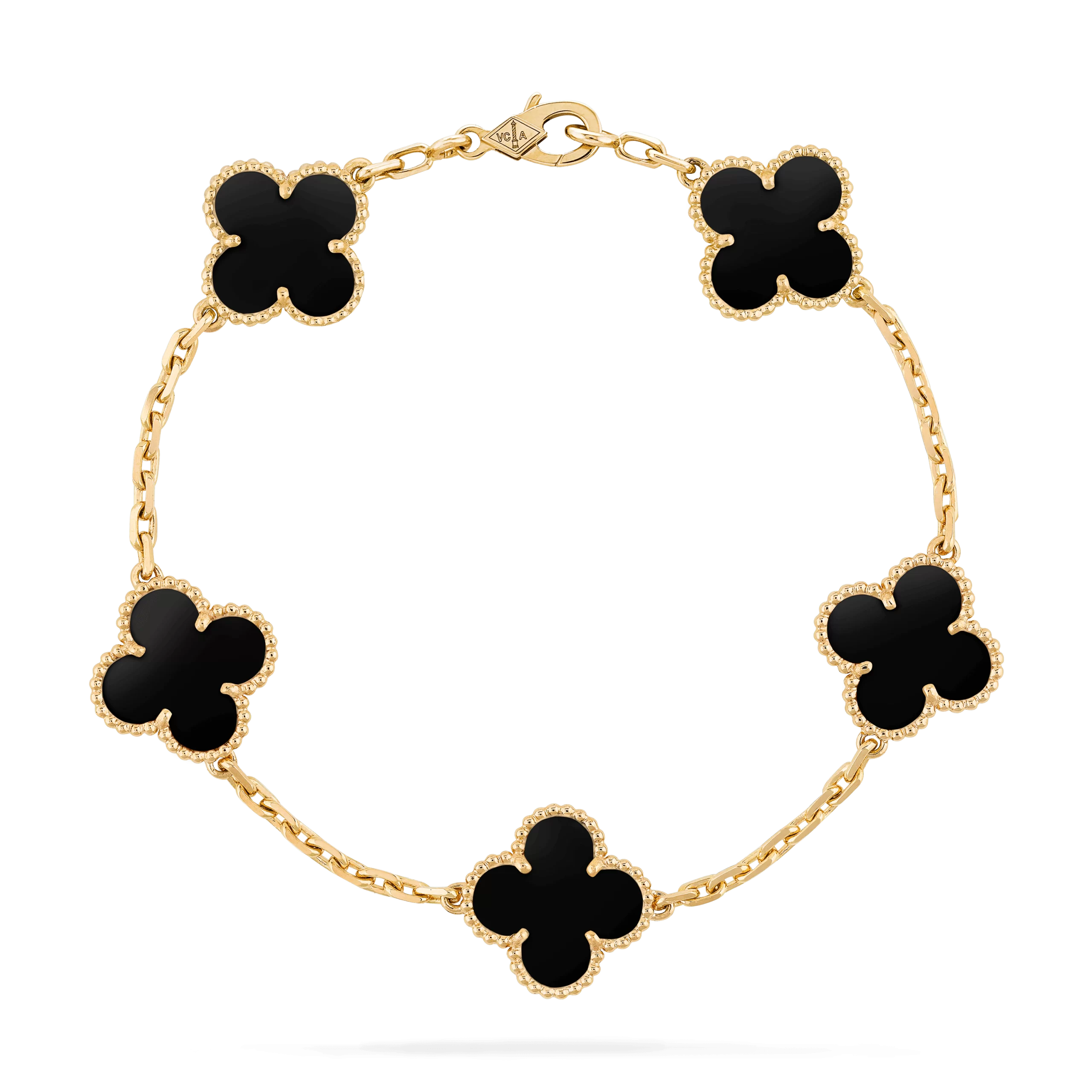 Van Cleef & Arpels Vintage Alhambra bracelet, 5 motifs Yellow gold, Onyx VCARA41300