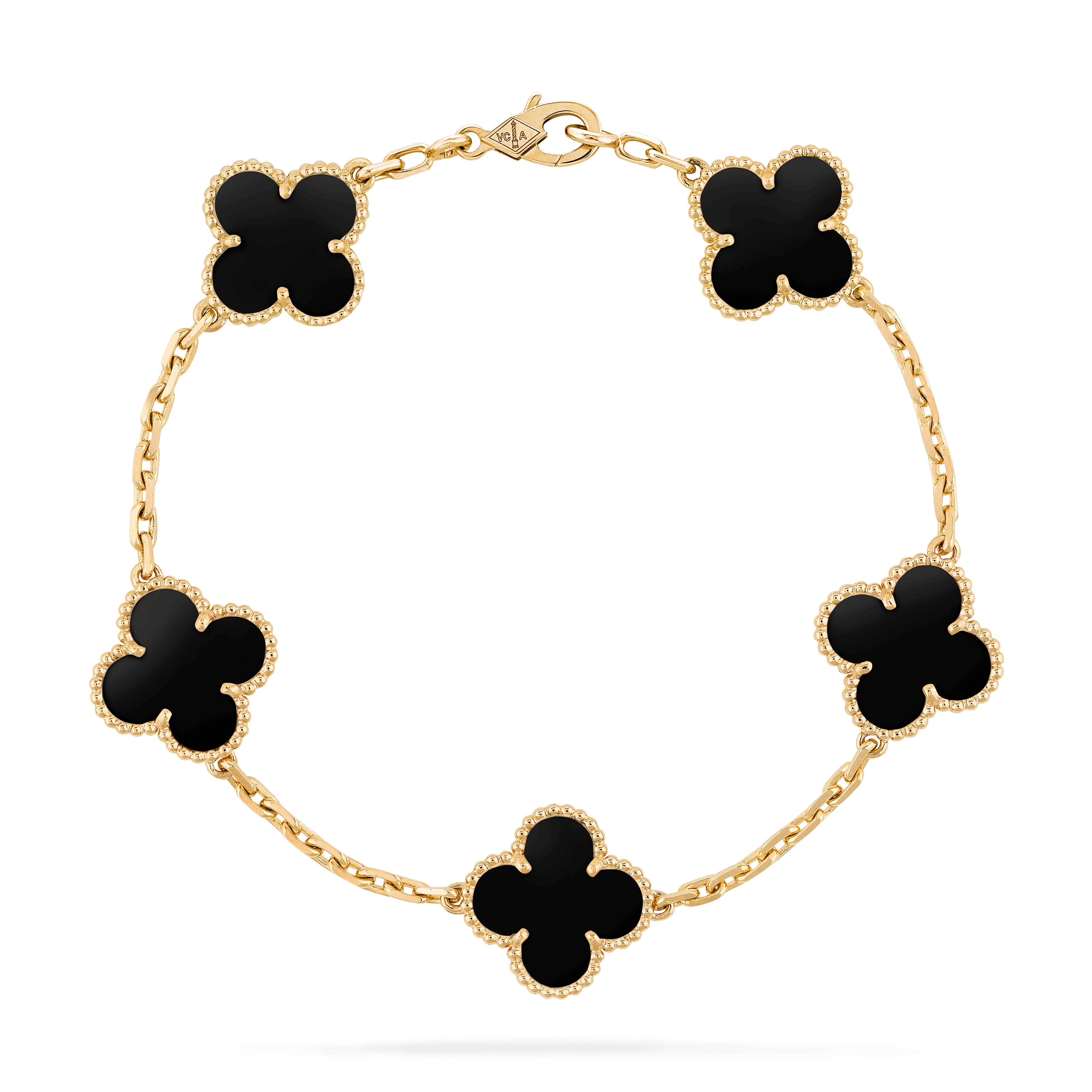 Van Cleef & Arpels Vintage Alhambra bracelet, 5 motifs Yellow gold, Onyx VCARA41300