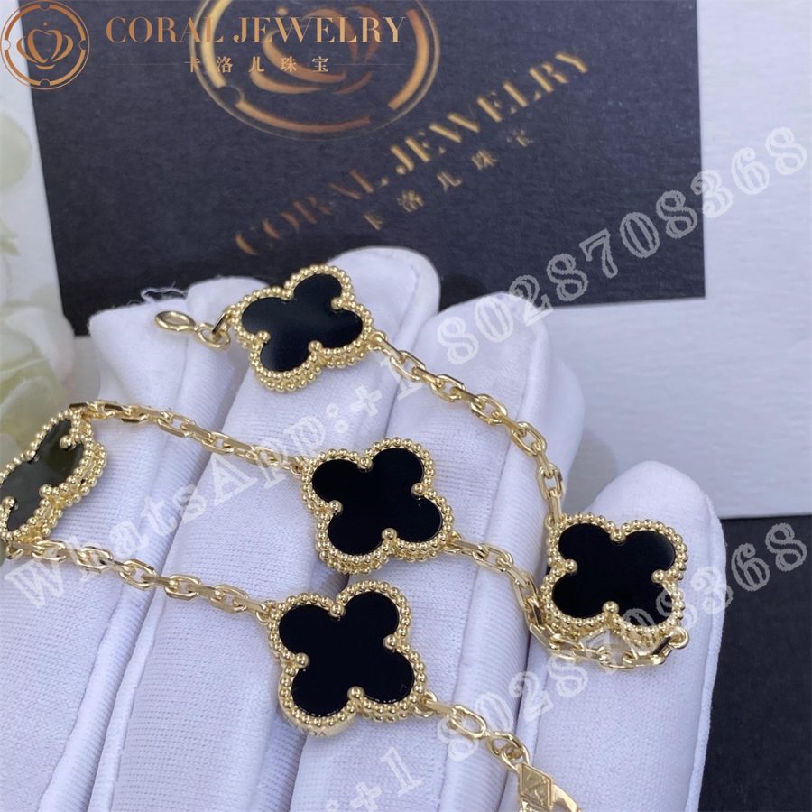 Van Cleef & Arpels Vintage Alhambra bracelet, 5 motifs Yellow gold, Onyx VCARA41300 - Image 3