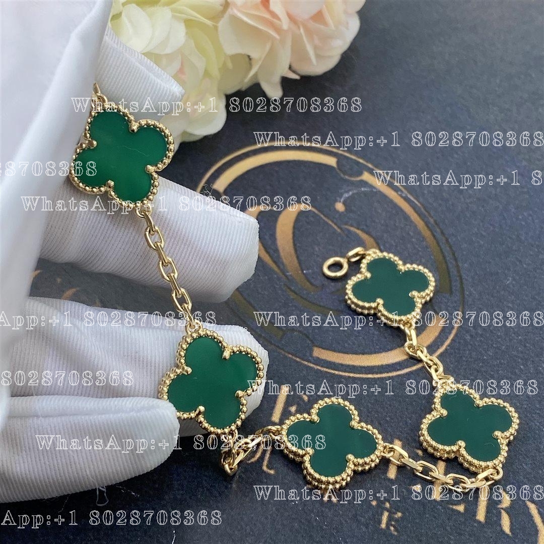 Van Cleef & Arpels Vintage Alhambra Chalcedony Yellow Gold Bracelet