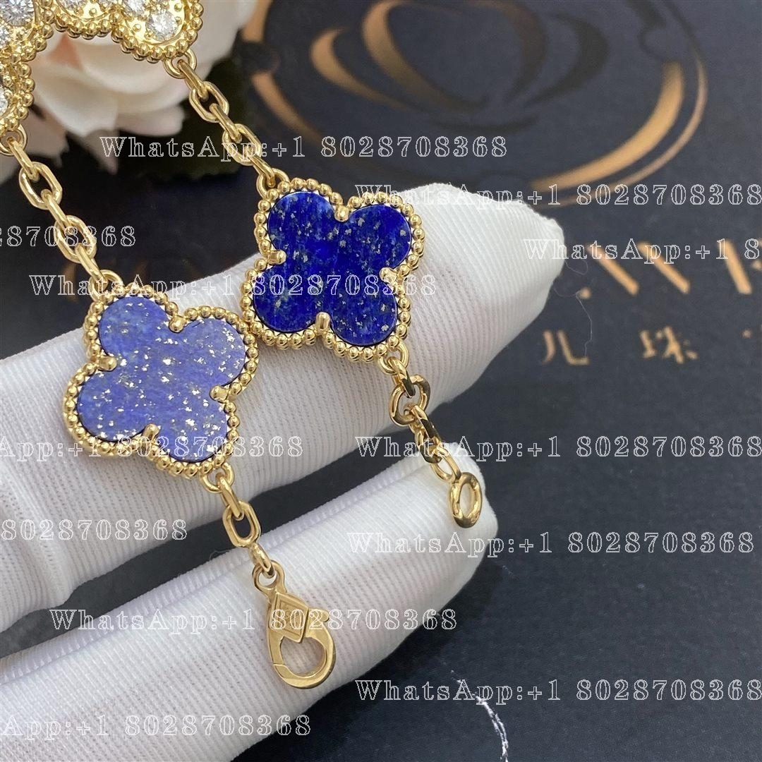 Van Cleef & Arpels Vintage Alhambra Limited Edition Diamond Lapis Gold Bracelet