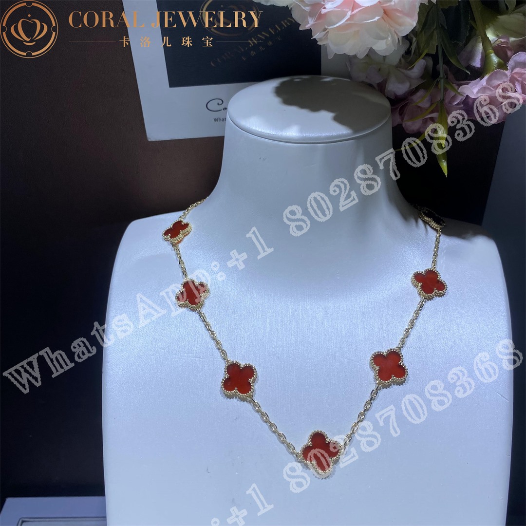 Van Cleef & Arpels Vintage Alhambra necklace, 10 motifs Yellow gold, Carnelian VCARD40600 - Image 4