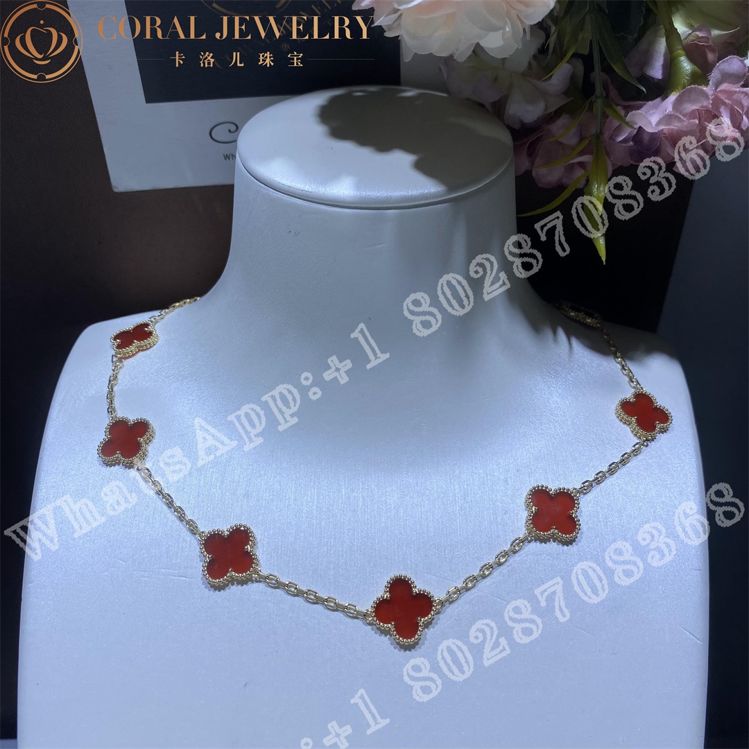 Van Cleef & Arpels Vintage Alhambra necklace, 10 motifs Yellow gold, Carnelian VCARD40600 - Image 3