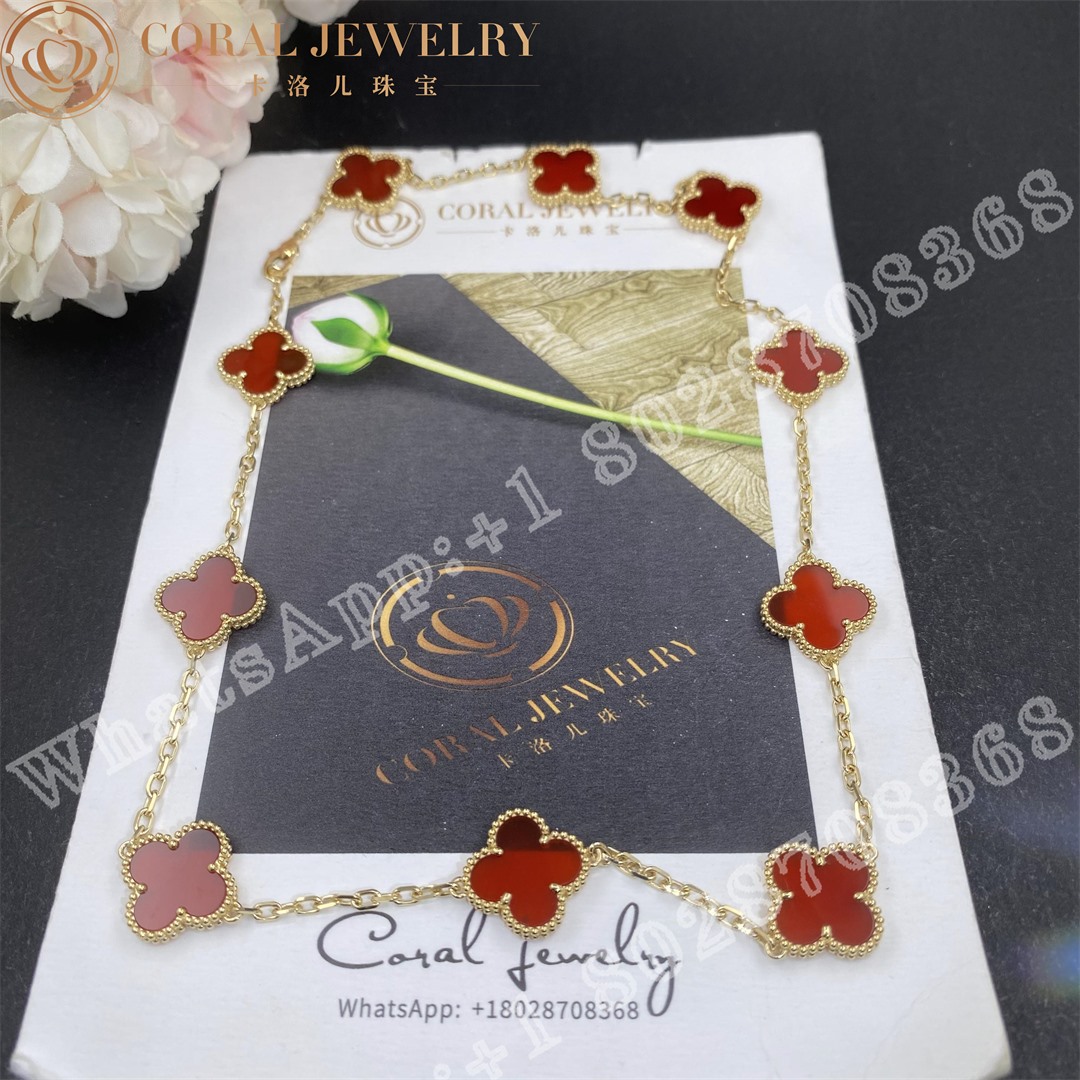 Van Cleef & Arpels Vintage Alhambra necklace, 10 motifs Yellow gold, Carnelian VCARD40600 - Image 5