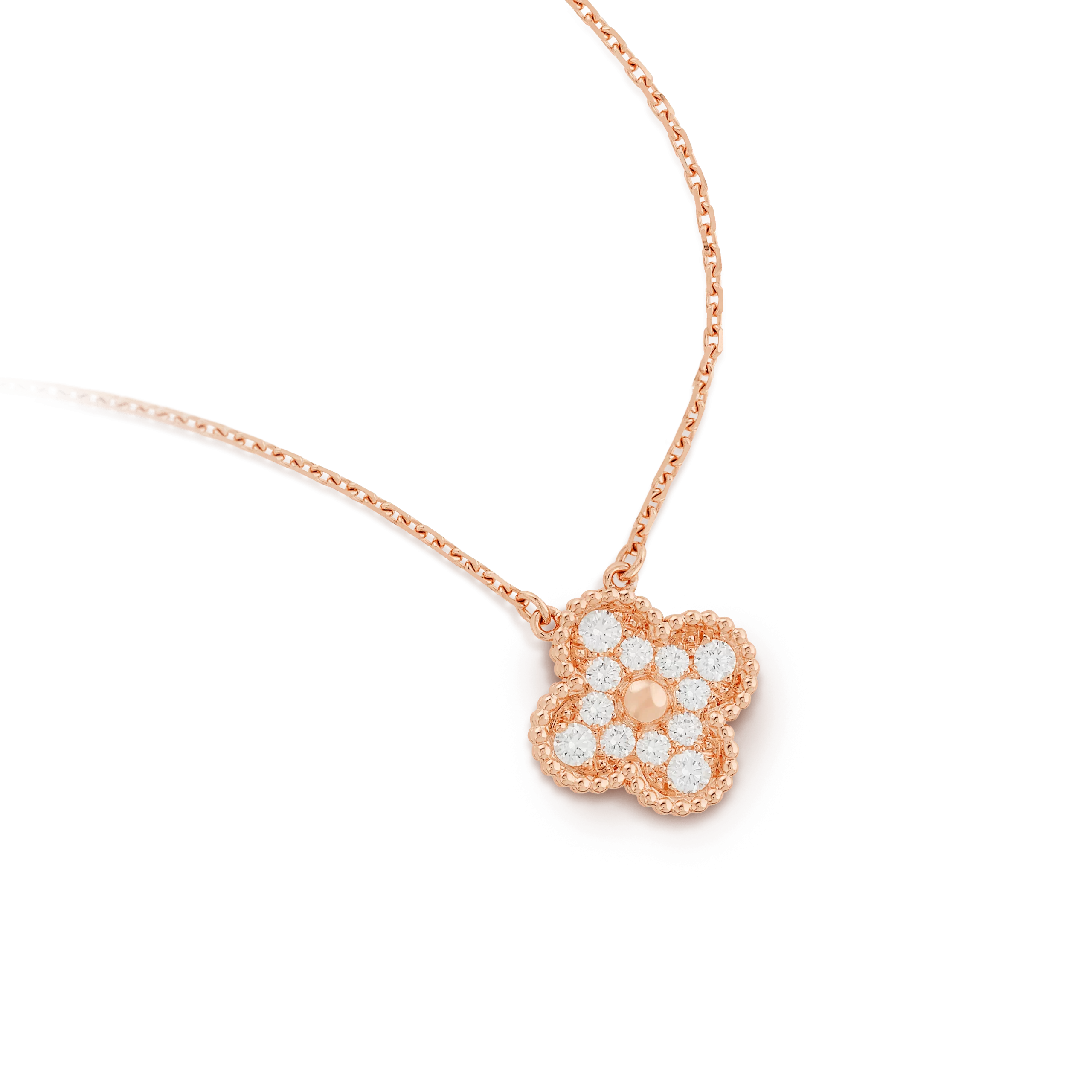 Van Cleef & Arpels Vintage Alhambra pendant Rose gold, Diamond VCARP2R300