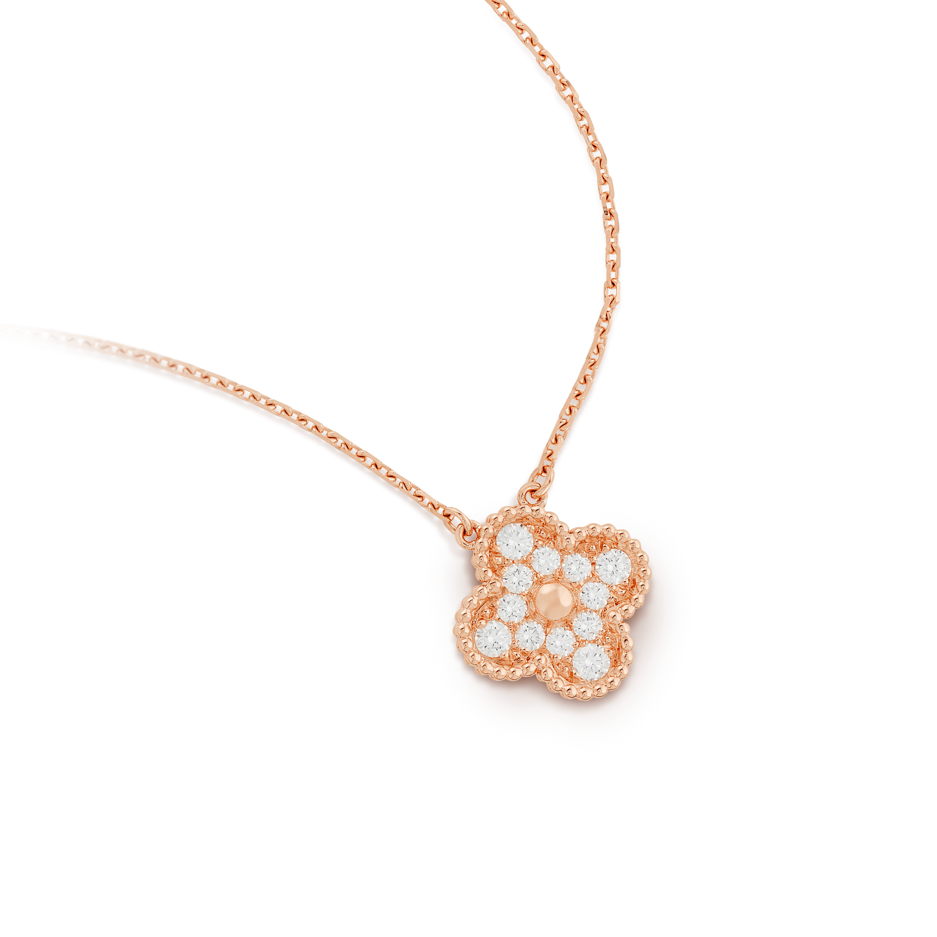 Van Cleef & Arpels Vintage Alhambra pendant Rose gold, Diamond VCARP2R300