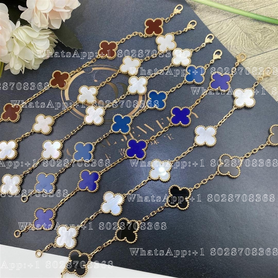 Van Cleef & Arpels VVintage Alhambra bracelet, 5 motifs Yellow gold, Carnelian VCARD35500