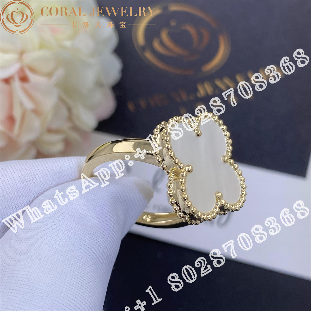 Van Cleef Arpels Magic Alhambra Ring Yellow Gold Mother Of Pearl Vcarf78900 Coral (4)