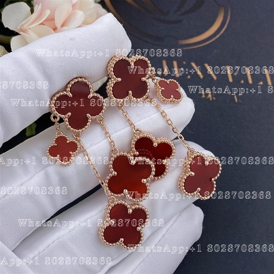 Van Cleef Arpels Vintage Alhambra Earrings 4 Motifs Rose Goldcarnelian Diy Jewelry (1)